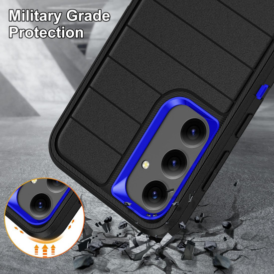 For Samsung Galaxy S24+ 5G Defender Gen2 Rugged PC + Silicone Phone Case with Holder(Black+Dark Blue)