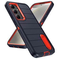 For Samsung Galaxy S24+ 5G Defender Gen2 Rugged PC + Silicone Phone Case with Holder(Dark Blue+Orange)