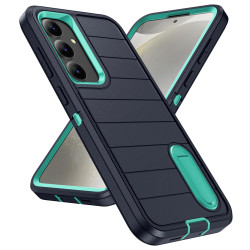 For Samsung Galaxy S24+ 5G Defender Gen2 Rugged PC + Silicone Phone Case with Holder(Dark Blue+Cyan)