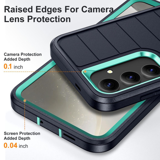 For Samsung Galaxy S24+ 5G Defender Gen2 Rugged PC + Silicone Phone Case with Holder(Dark Blue+Cyan)