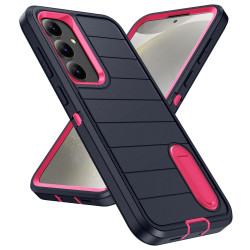 For Samsung Galaxy S24+ 5G Defender Gen2 Rugged PC + Silicone Phone Case with Holder(Dark Blue+Pink)