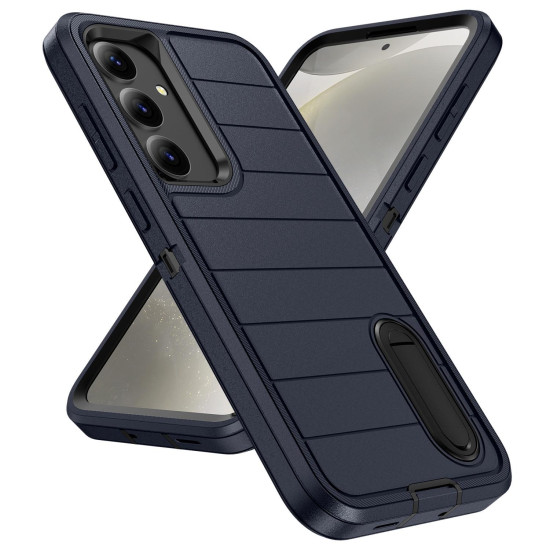 For Samsung Galaxy S24+ 5G Defender Gen2 Rugged PC + Silicone Phone Case with Holder(Dark Blue+Black)