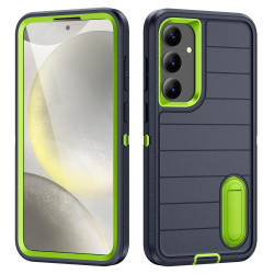 For Samsung Galaxy S24+ 5G Defender Gen2 Rugged PC + Silicone Phone Case with Holder(Dark Blue+Green)