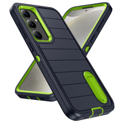 For Samsung Galaxy S24+ 5G Defender Gen2 Rugged PC + Silicone Phone Case with Holder(Dark Blue+Green)