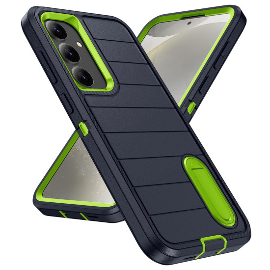 For Samsung Galaxy S24+ 5G Defender Gen2 Rugged PC + Silicone Phone Case with Holder(Dark Blue+Green)