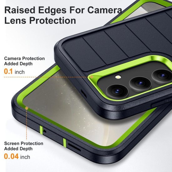 For Samsung Galaxy S24+ 5G Defender Gen2 Rugged PC + Silicone Phone Case with Holder(Dark Blue+Green)