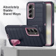 For Samsung Galaxy S24+ 5G Defender Gen2 Rugged PC + Silicone Phone Case with Holder(Dark Blue+Light Pink)