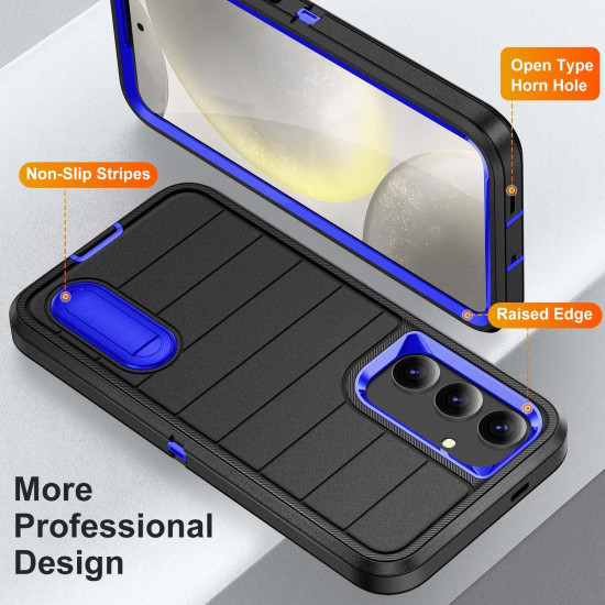 For Samsung Galaxy S24+ 5G Defender Gen2 Rugged PC + Silicone Phone Case with Holder(Dark Blue)