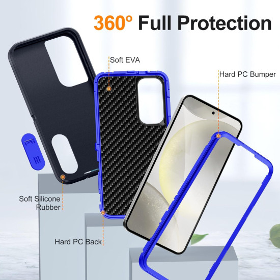For Samsung Galaxy S24+ 5G Defender Gen2 Rugged PC + Silicone Phone Case with Holder(Dark Blue)