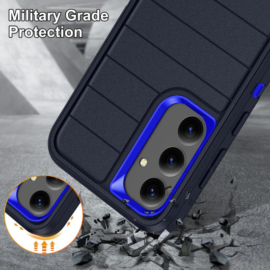 For Samsung Galaxy S24+ 5G Defender Gen2 Rugged PC + Silicone Phone Case with Holder(Dark Blue)