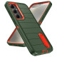 For Samsung Galaxy S24+ 5G Defender Gen2 Rugged PC + Silicone Phone Case with Holder(Dark Green+Orange)