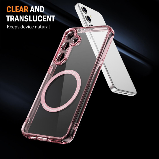 For Samsung Galaxy S24+ 5G Airbag Magsafe PC Hybrid TPU Phone Case(Clear Pink)