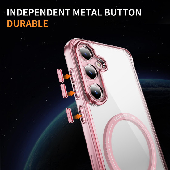 For Samsung Galaxy S24+ 5G Airbag Magsafe PC Hybrid TPU Phone Case(Clear Pink)