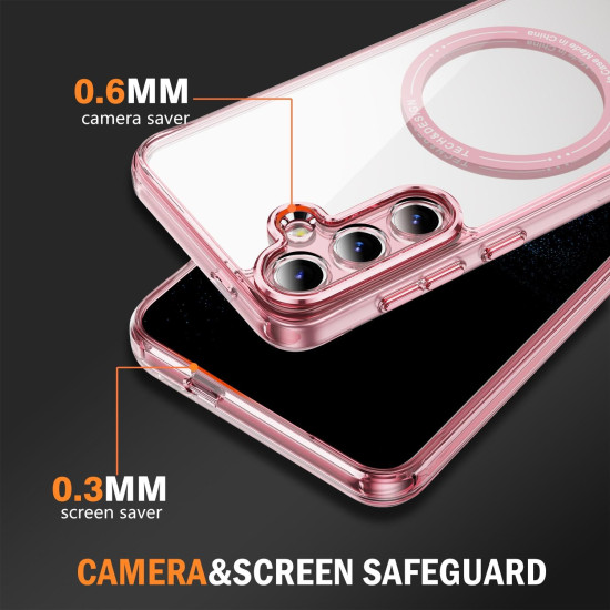 For Samsung Galaxy S24+ 5G Airbag Magsafe PC Hybrid TPU Phone Case(Clear Pink)