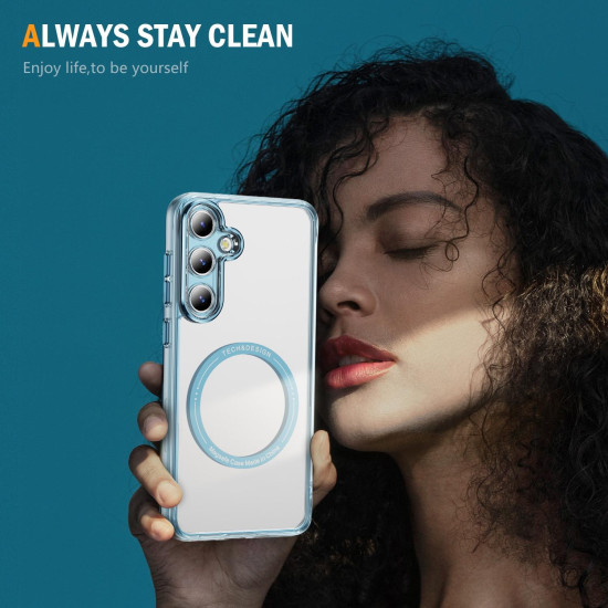 For Samsung Galaxy S24+ 5G Airbag Magsafe PC Hybrid TPU Phone Case(Clear Blue)