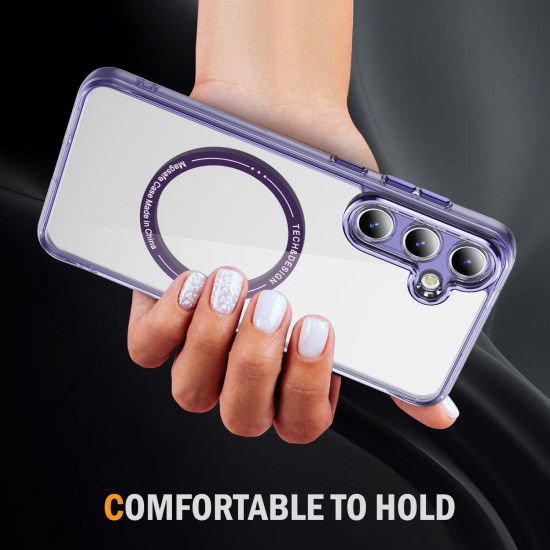 For Samsung Galaxy S24+ 5G Airbag Magsafe PC Hybrid TPU Phone Case(Clear Purple)