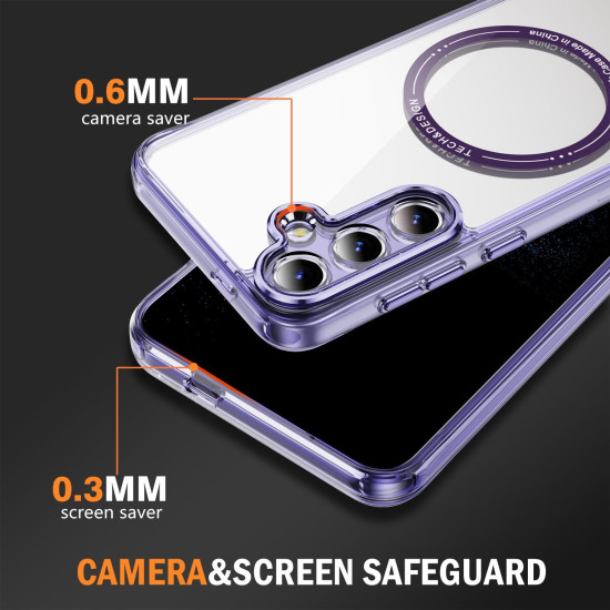 For Samsung Galaxy S24+ 5G Airbag Magsafe PC Hybrid TPU Phone Case(Clear Purple)