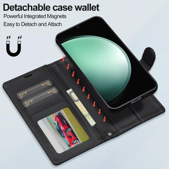For Samsung Galaxy S24+ 5G LC.IMEEKE L2 Series Detachable Magsafe PU Phone Case with Lanyard(Black)
