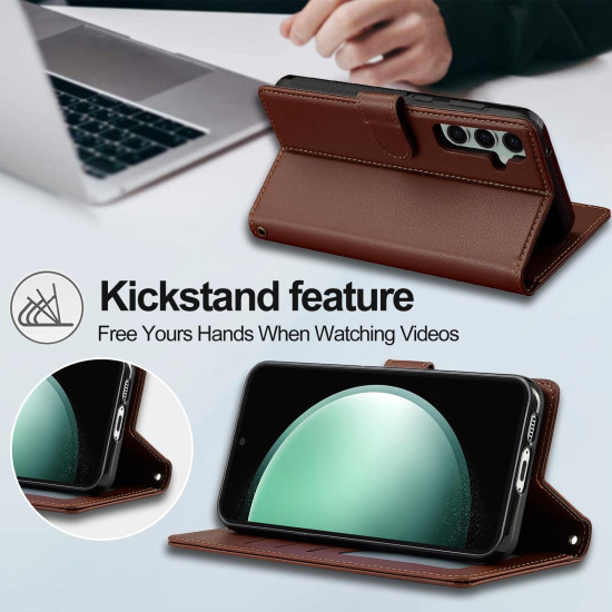 For Samsung Galaxy S24+ 5G LC.IMEEKE L2 Series Detachable Magsafe PU Phone Case with Lanyard(Brown)