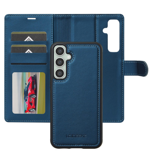 For Samsung Galaxy S24+ 5G LC.IMEEKE L2 Series Detachable Magsafe PU Phone Case with Lanyard(Blue)
