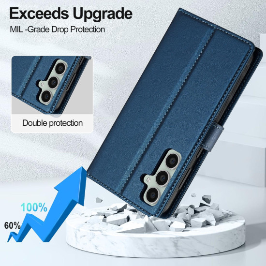 For Samsung Galaxy S24+ 5G LC.IMEEKE L2 Series Detachable Magsafe PU Phone Case with Lanyard(Blue)