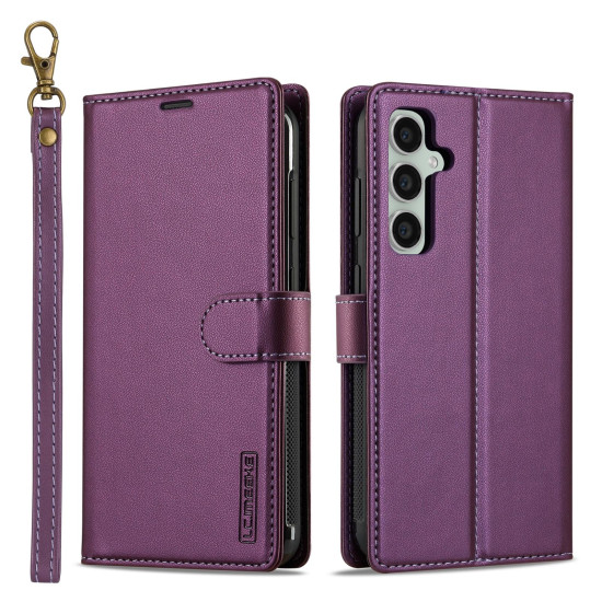For Samsung Galaxy S24+ 5G LC.IMEEKE L2 Series Detachable Magsafe PU Phone Case with Lanyard(Purple)