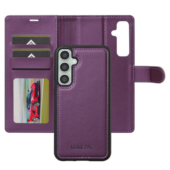 For Samsung Galaxy S24+ 5G LC.IMEEKE L2 Series Detachable Magsafe PU Phone Case with Lanyard(Purple)