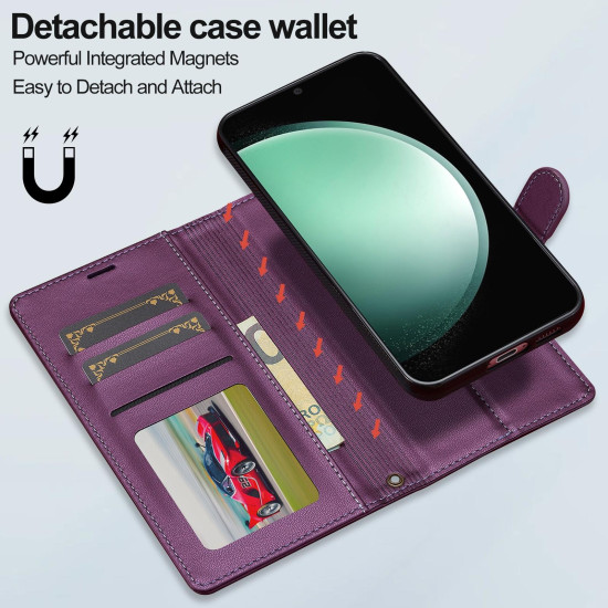 For Samsung Galaxy S24+ 5G LC.IMEEKE L2 Series Detachable Magsafe PU Phone Case with Lanyard(Purple)