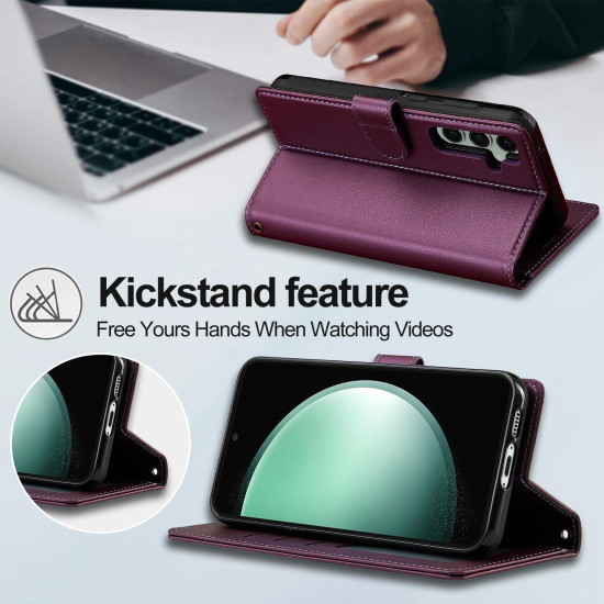 For Samsung Galaxy S24+ 5G LC.IMEEKE L2 Series Detachable Magsafe PU Phone Case with Lanyard(Purple)