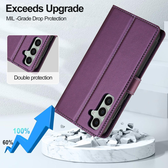 For Samsung Galaxy S24+ 5G LC.IMEEKE L2 Series Detachable Magsafe PU Phone Case with Lanyard(Purple)