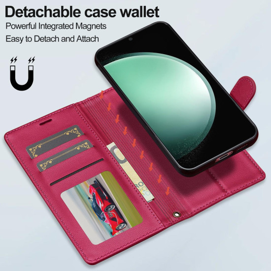 For Samsung Galaxy S24+ 5G LC.IMEEKE L2 Series Detachable Magsafe PU Phone Case with Lanyard(Red)