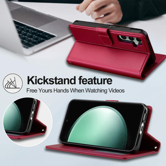 For Samsung Galaxy S24+ 5G LC.IMEEKE L2 Series Detachable Magsafe PU Phone Case with Lanyard(Red)