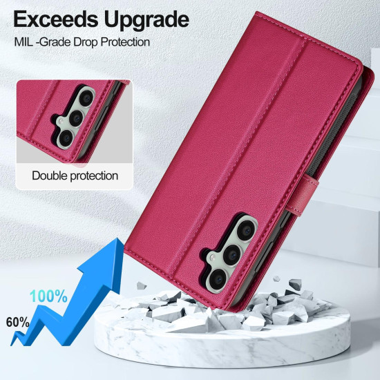 For Samsung Galaxy S24+ 5G LC.IMEEKE L2 Series Detachable Magsafe PU Phone Case with Lanyard(Red)