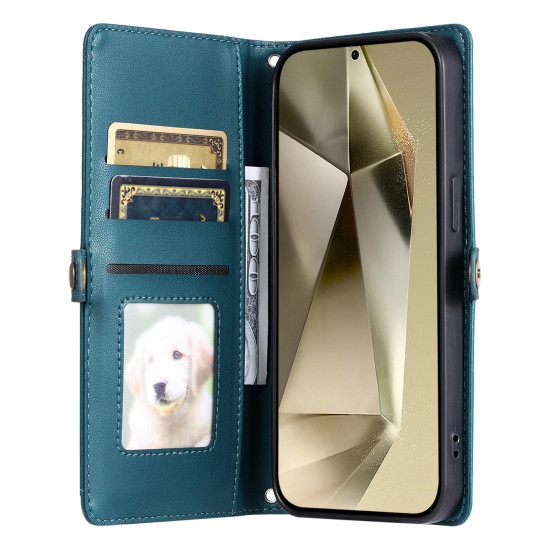 For Samsung Galaxy S24+ 5G Wallet Multi-card Slot Leather Phone Case with Lanyard(Green)