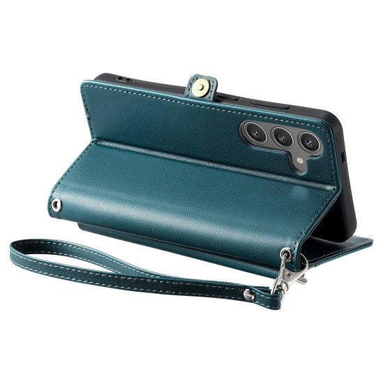 For Samsung Galaxy S24+ 5G Wallet Multi-card Slot Leather Phone Case with Lanyard(Green)