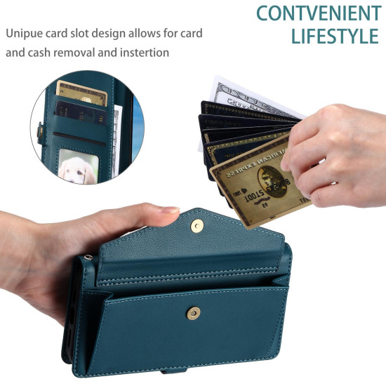 For Samsung Galaxy S24+ 5G Wallet Multi-card Slot Leather Phone Case with Lanyard(Green)