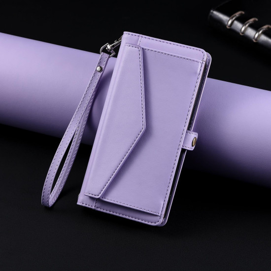 For Samsung Galaxy S24+ 5G Wallet Multi-card Slot Leather Phone Case with Lanyard(Purple)