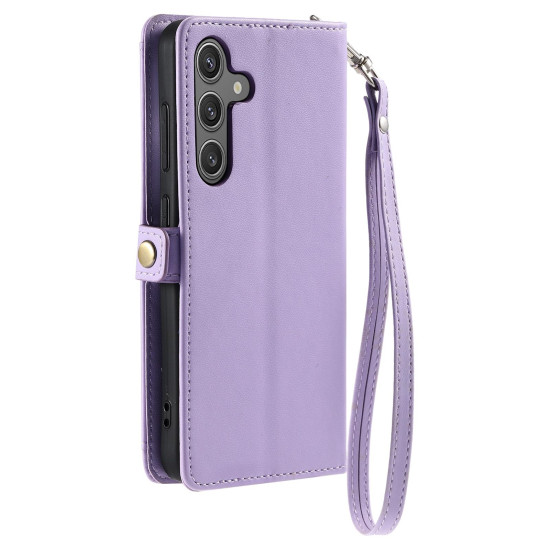 For Samsung Galaxy S24+ 5G Wallet Multi-card Slot Leather Phone Case with Lanyard(Purple)