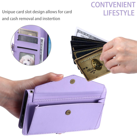 For Samsung Galaxy S24+ 5G Wallet Multi-card Slot Leather Phone Case with Lanyard(Purple)