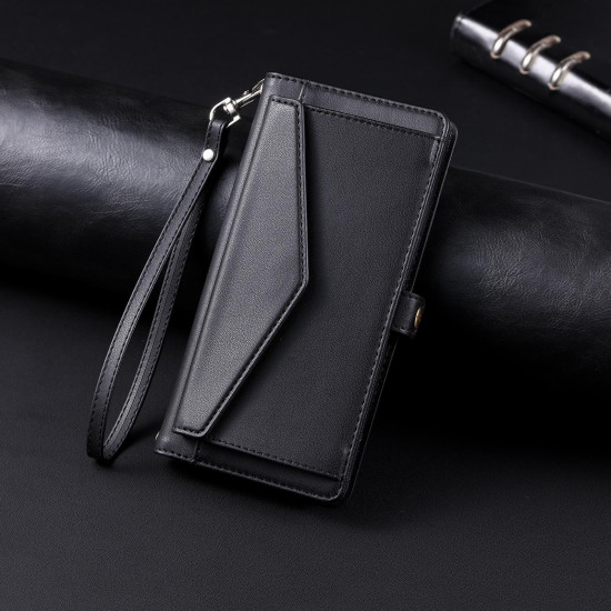 For Samsung Galaxy S24+ 5G Wallet Multi-card Slot Leather Phone Case with Lanyard(Black)