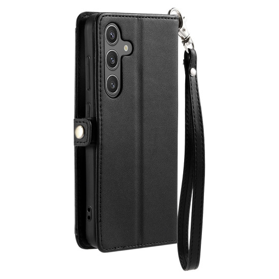 For Samsung Galaxy S24+ 5G Wallet Multi-card Slot Leather Phone Case with Lanyard(Black)