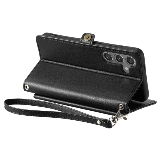 For Samsung Galaxy S24+ 5G Wallet Multi-card Slot Leather Phone Case with Lanyard(Black)