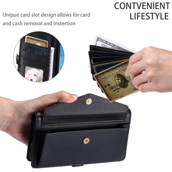For Samsung Galaxy S24+ 5G Wallet Multi-card Slot Leather Phone Case with Lanyard(Black)