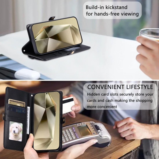 For Samsung Galaxy S24+ 5G Wallet Multi-card Slot Leather Phone Case with Lanyard(Black)