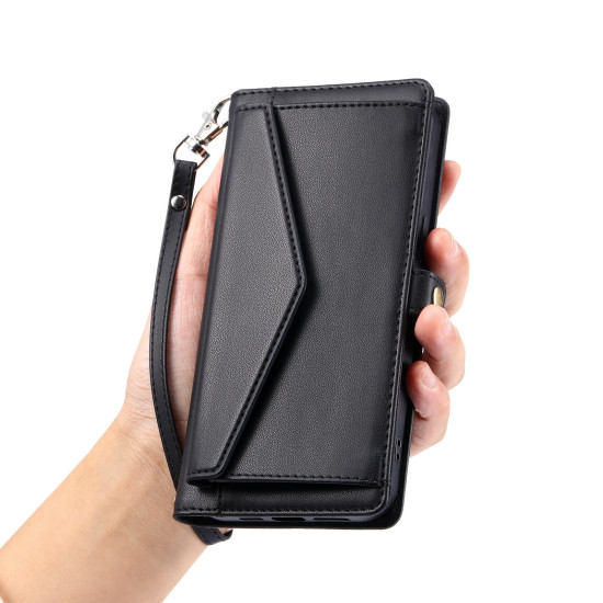 For Samsung Galaxy S24+ 5G Wallet Multi-card Slot Leather Phone Case with Lanyard(Black)