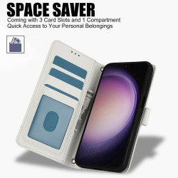 For Samsung Galaxy S24+ 5G Skin Feel Pure Color Card Slots Leather Phone Case with Dual Lanyard(White)
