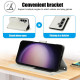 For Samsung Galaxy S24+ 5G Skin Feel Pure Color Card Slots Leather Phone Case with Dual Lanyard(White)