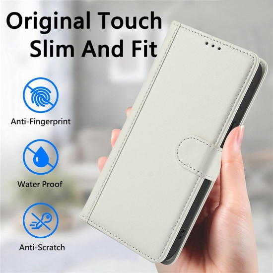 For Samsung Galaxy S24+ 5G Skin Feel Pure Color Card Slots Leather Phone Case with Dual Lanyard(White)
