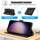 For Samsung Galaxy S24+ 5G Skin Feel Pure Color Card Slots Leather Phone Case with Dual Lanyard(Black)