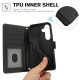 For Samsung Galaxy S24+ 5G Skin Feel Pure Color Card Slots Leather Phone Case with Dual Lanyard(Black)